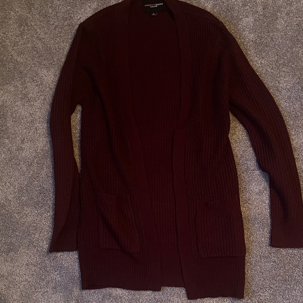 Ambiance Deep Burgundy Cardigan Sweater